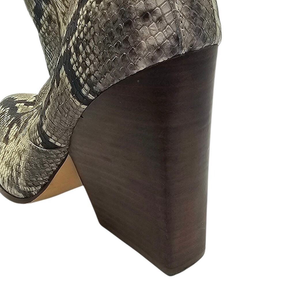 Bleecker & Bond Tan Gray Snakeskin Kailey Heeled Pointed Toe Ankle Boots - Picture 6 of 9